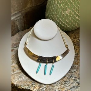 Rope Bar Turquoise Chain Necklace